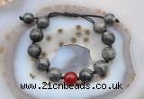 CGB9804 12mm round black labradorite & candy jade adjustable bracelets