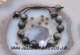 CGB9811 12mm round black labradorite & blue lace agate adjustable bracelets