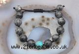 CGB9829 12mm round black labradorite & blue sea sediment jasper adjustable bracelets