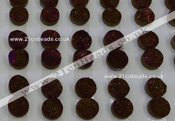 CGC100 12mm flat round druzy quartz cabochons wholesale