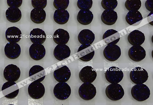 CGC106 12mm flat round druzy quartz cabochons wholesale