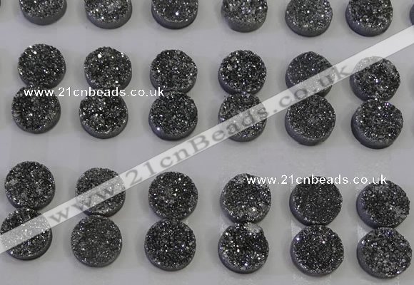 CGC113 14mm flat round druzy quartz cabochons wholesale