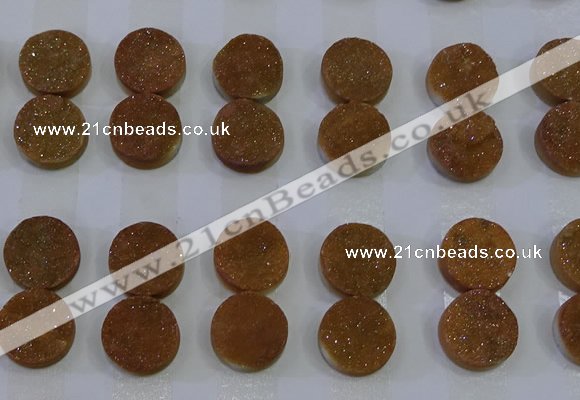 CGC115 14mm flat round druzy quartz cabochons wholesale