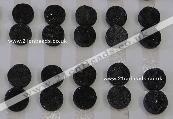 CGC116 14mm flat round druzy quartz cabochons wholesale