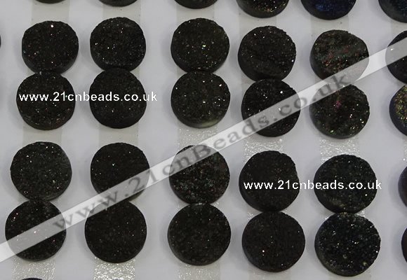 CGC125 16mm flat round druzy quartz cabochons wholesale