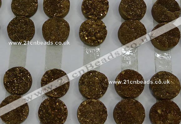 CGC130 18mm flat round druzy quartz cabochons wholesale