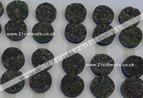 CGC134 18mm flat round druzy quartz cabochons wholesale