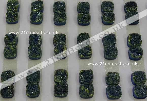 CGC218 10*10mm square druzy quartz cabochons wholesale