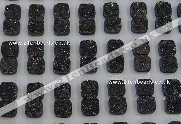 CGC228 12*12mm square druzy quartz cabochons wholesale