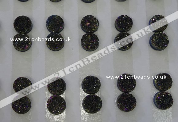 CGC92 10mm flat round druzy quartz cabochons wholesale