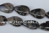 CGE07 15.5 inches 13*18mm flat teardrop glaucophane gemstone beads