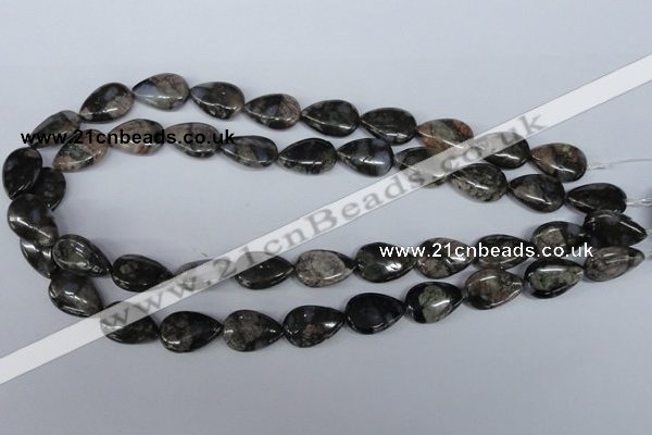 CGE07 15.5 inches 13*18mm flat teardrop glaucophane gemstone beads