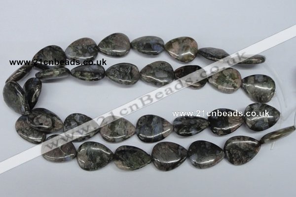 CGE08 15.5 inches 20*25mm flat teardrop glaucophane gemstone beads