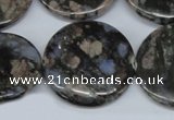 CGE10 15.5 inches 30mm flat round glaucophane gemstone beads