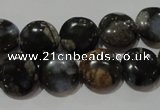 CGE123 15.5 inches 12mm flat round glaucophane gemstone beads