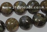 CGE125 15.5 inches 15mm flat round glaucophane gemstone beads