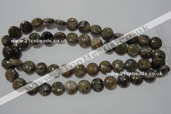 CGE125 15.5 inches 15mm flat round glaucophane gemstone beads