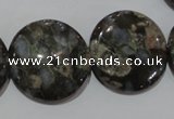 CGE128 15.5 inches 25mm flat round glaucophane gemstone beads