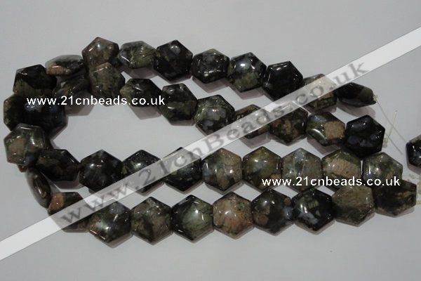 CGE174 15.5 inches 20*20mm hexagon glaucophane gemstone beads