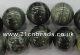 CGH07 15.5 inches 16mm round green hair stone beads wholesale