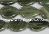 CGH14 15.5 inches 16*22mm flat teardrop green hair stone beads