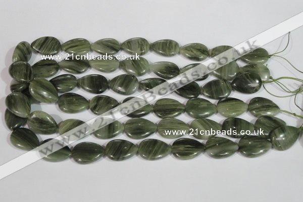 CGH14 15.5 inches 16*22mm flat teardrop green hair stone beads