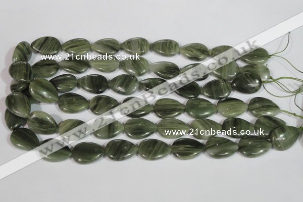 CGH14 15.5 inches 16*22mm flat teardrop green hair stone beads