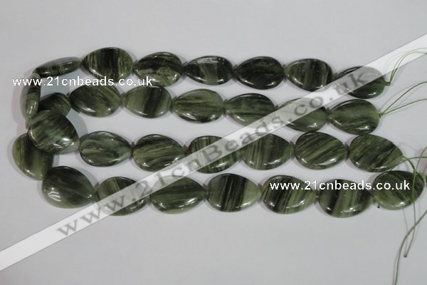 CGH15 15.5 inches 20*27mm flat teardrop green hair stone beads