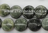 CGH17 15.5 inches 10mm flat round green hair stone beads wholesale