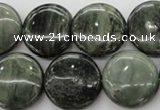 CGH20 15.5 inches 16mm flat round green hair stone beads wholesale