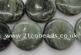 CGH21 15.5 inches 18mm flat round green hair stone beads wholesale