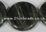 CGH25 15.5 inches 40mm flat round green hair stone beads