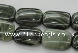 CGH26 15.5 inches 10*14mm rectangle green hair stone beads wholesale