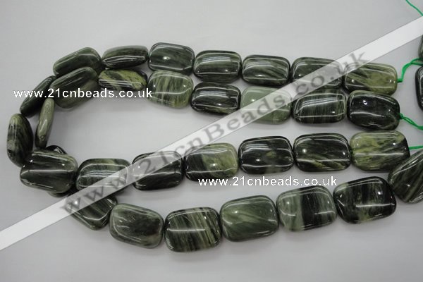 CGH26 15.5 inches 10*14mm rectangle green hair stone beads wholesale