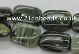 CGH27 15.5 inches 12*16mm rectangle green hair stone beads wholesale