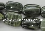 CGH28 15.5 inches 13*18mm rectangle green hair stone beads wholesale