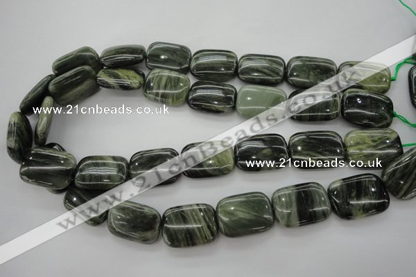 CGH30 15.5 inches 18*25mm rectangle green hair stone beads wholesale