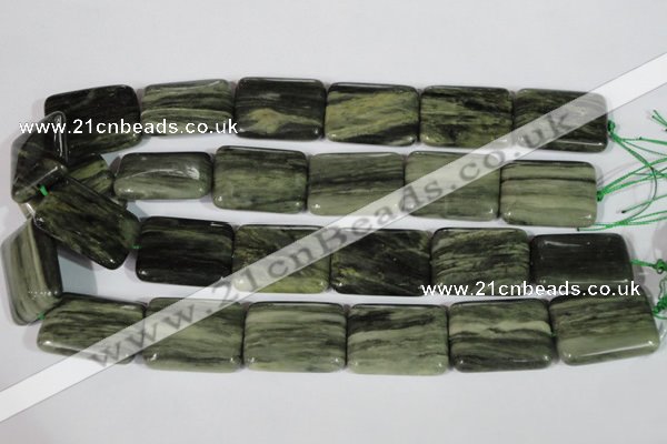 CGH31 15.5 inches 22*30mm rectangle green hair stone beads