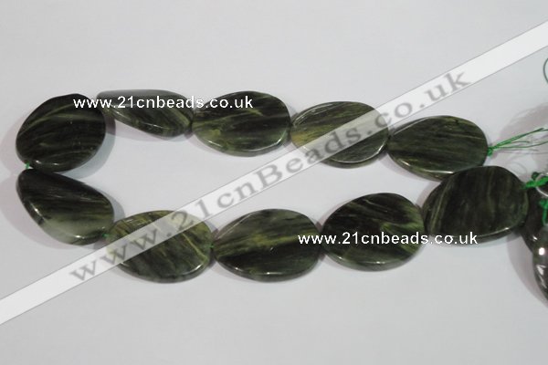 CGH40 15.5 inches 30*40mm twisted oval green hair stone beads