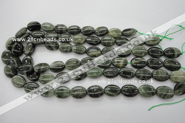 CGH43 15.5 inches 10*14mm oval green hair stone beads wholesale