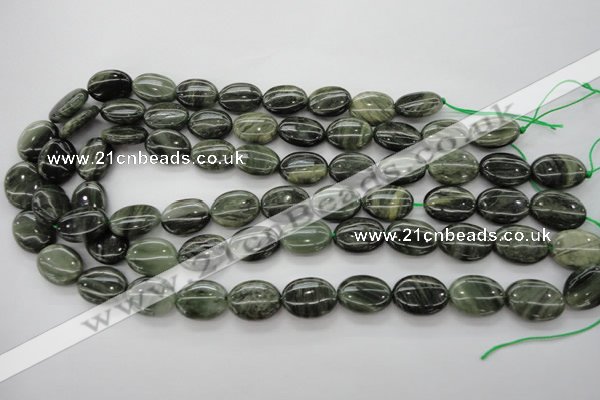 CGH45 15.5 inches 13*18mm oval green hair stone beads wholesale