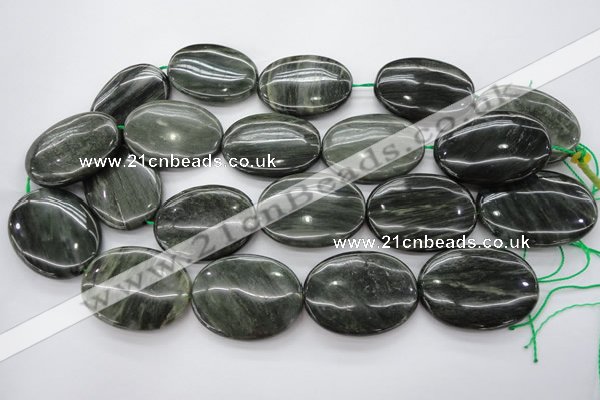 CGH50 15.5 inches 30*40mm oval green hair stone beads wholesale