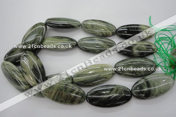 CGH51 15.5 inches 25*50mm oval green hair stone beads wholesale