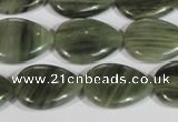 CGH54 15.5 inches 13*18mm flat teardrop green hair stone beads