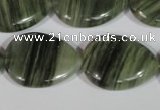 CGH56 15.5 inches 18*25mm flat teardrop green hair stone beads