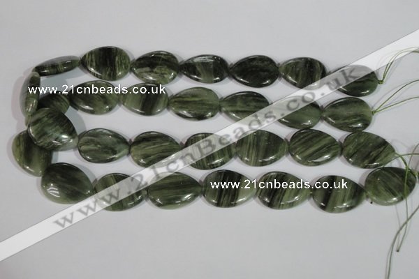 CGH56 15.5 inches 18*25mm flat teardrop green hair stone beads