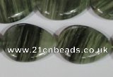 CGH57 15.5 inches 22*30mm flat teardrop green hair stone beads