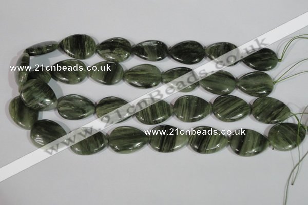 CGH57 15.5 inches 22*30mm flat teardrop green hair stone beads