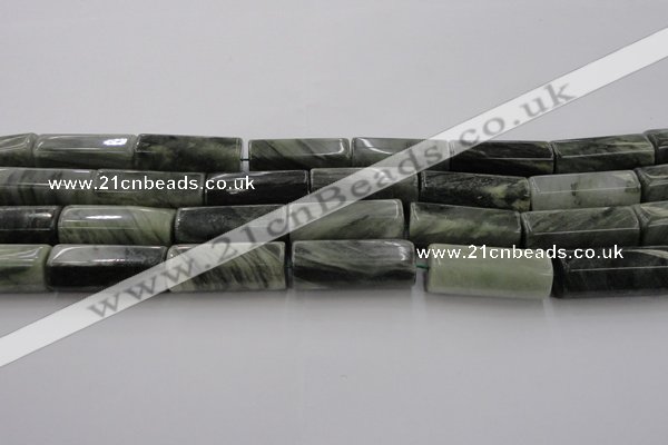 CGH60 15.5 inches 15*22mm faceted tube green hair stone beads