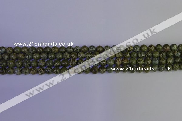 CGJ350 15.5 inches 4mm round green bee jasper beads wholesale